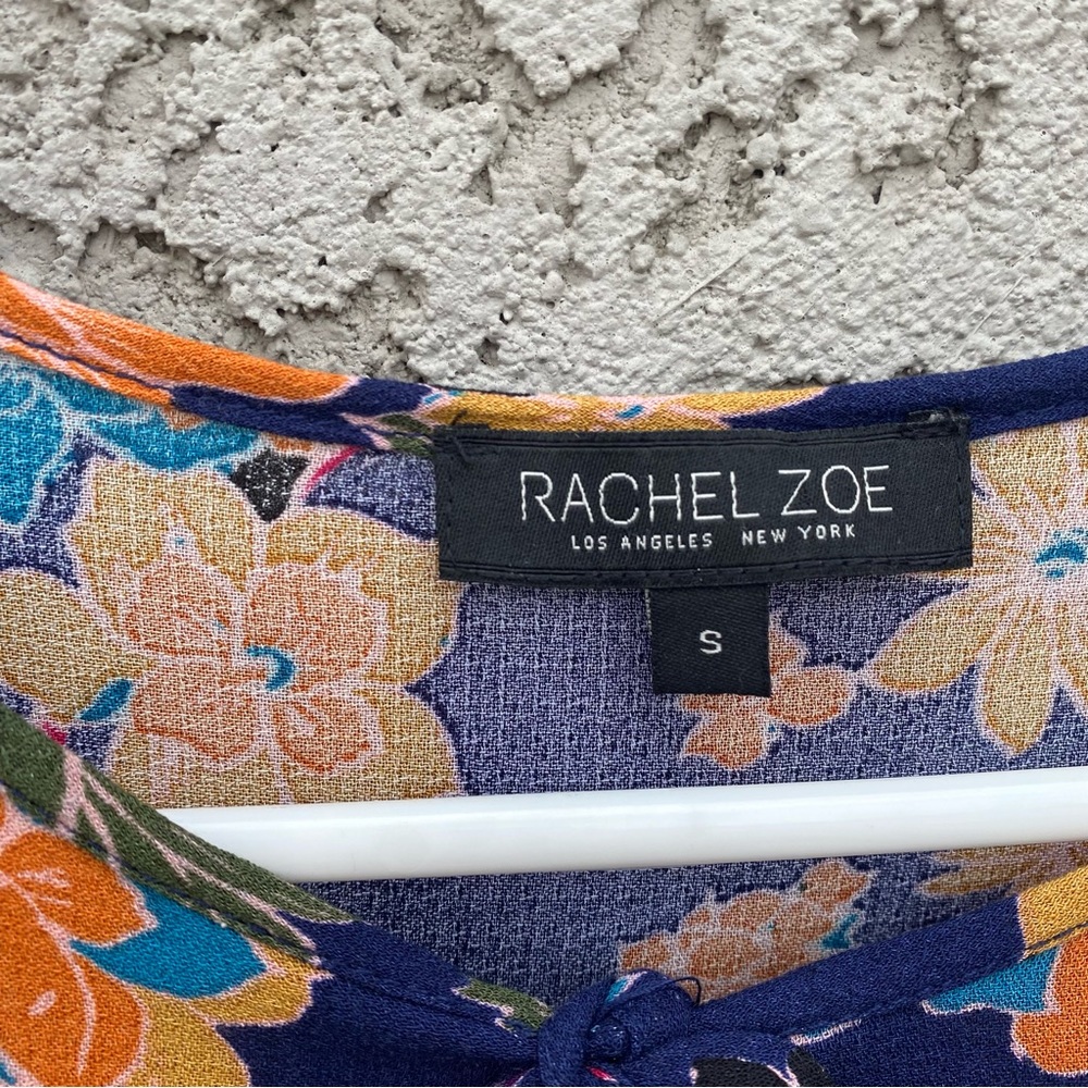 RACHEL ZOE Floral Peasant Blouse With Neck Tie - Picture 2 of 10